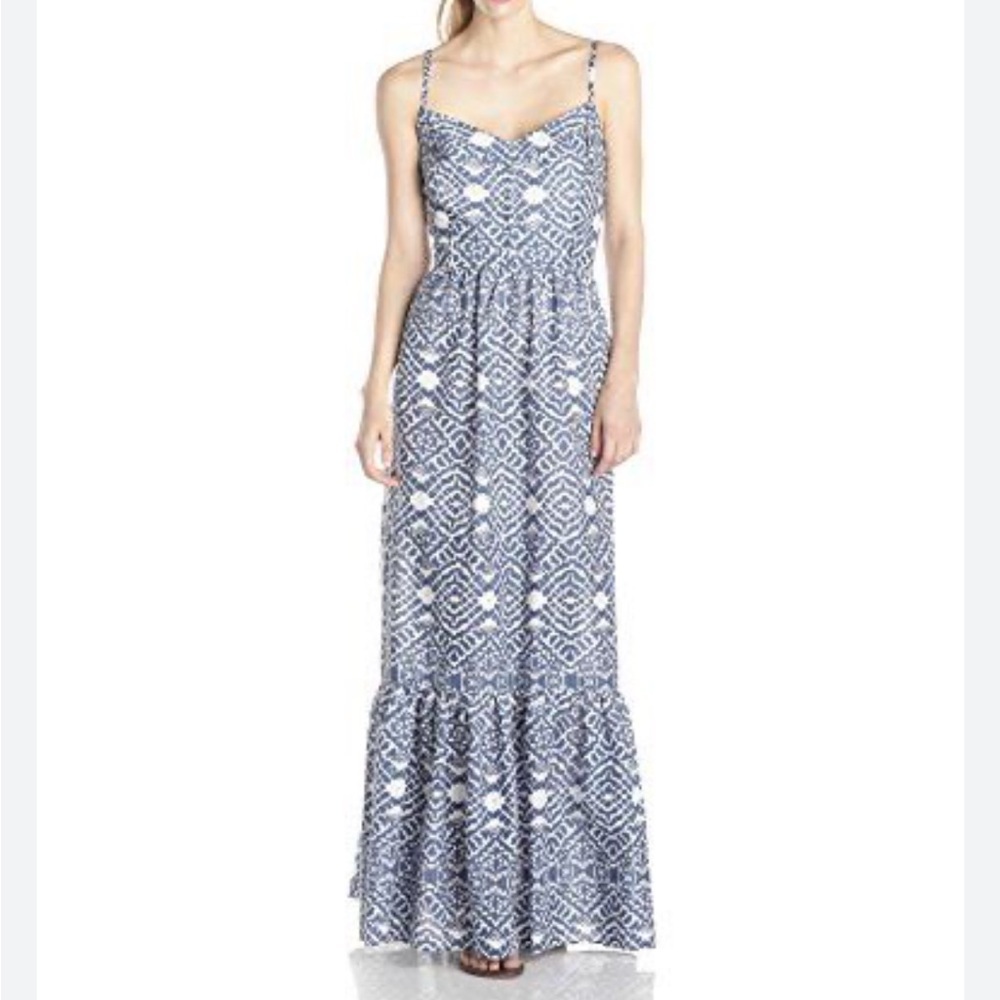 Betsey Johnson Sz 6 Blue/White Maxi Dress - Picture 2 of 13